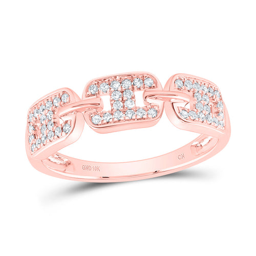 rose gold diamond band featuring a link design, with each link adorned in sparkling diamonds for a chic and luxurious look