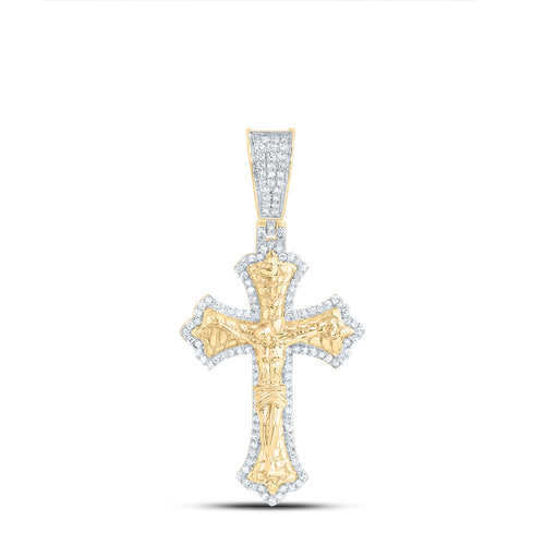 Colgante de cruz crucifijo con diamantes de 10 quilates