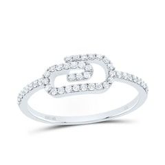 White gold diamond ring in a sleek paperclip shape, featuring sparkling diamonds along the design