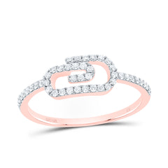 Rose gold diamond ring in a sleek paperclip shape, featuring sparkling diamonds along the design