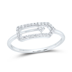 white gold diamond paperclip ring with a diamond at the center and a smooth white gold band