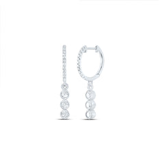 Pendientes colgantes de diamantes redondos de 14 quilates