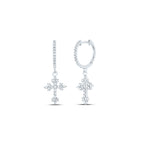 Pendientes colgantes con forma de cruz de diamantes de 14 quilates