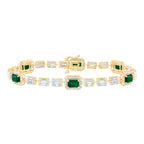 Pulsera de diamantes de 14 quilates y esmeraldas naturales