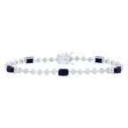 Pulsera de diamantes de 14 quilates y zafiro azul natural