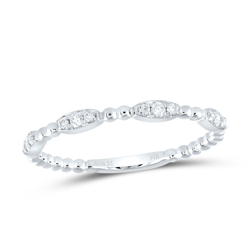 white gold Diamond band with a pattern of three diamonds followed by two gold circles, alternating for a chic and contemporary design