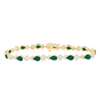 Pulsera de diamantes de 14 quilates y esmeraldas naturales