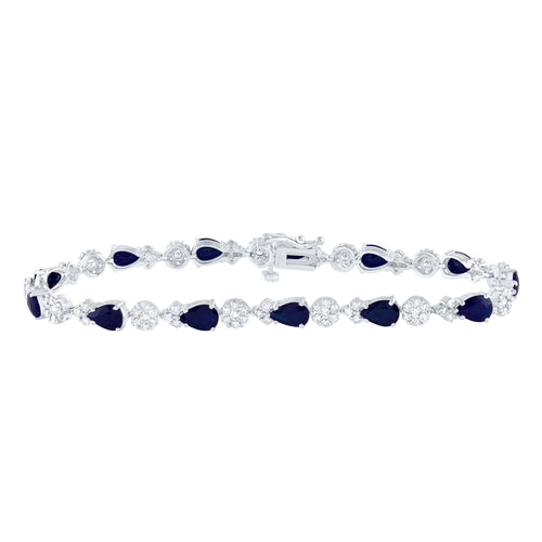 Pulsera de diamantes de 14 quilates y zafiro azul natural