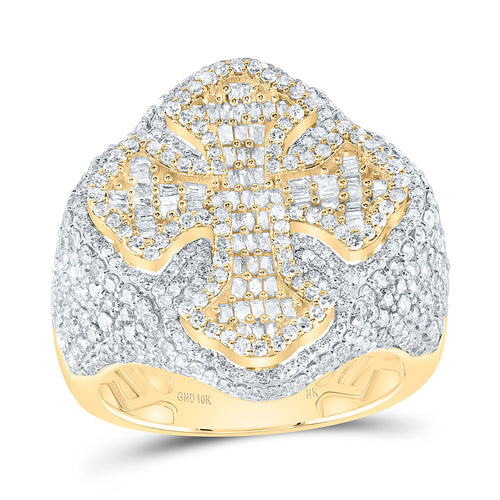 Anillo de cruz de diamantes de 10 quilates