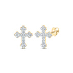 10K yellow gold cross shaped diamond earrings