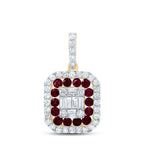 14K Diamond & Natural Ruby Octagon Pendant