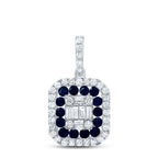 14K Diamond & Blue Sapphire Octagon Pendant