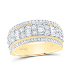 Diamond band with an alternating design of round and baguette diamonds, featuring a row of diamonds on either side for an elegant and timeless look