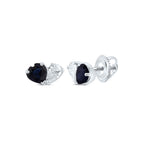 14K white gold earrings with blue sapphires and white diamond stones