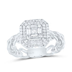 white gold square cluster diamond ring