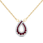 14K Diamond & Natural Ruby Pear Shaped Necklace