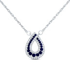 14K Pear Shaped Diamond & Blue Sapphire Necklace