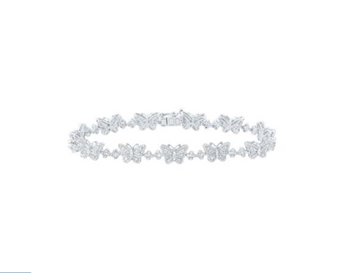 Pulsera de mariposa y trébol de diamantes de 10 quilates