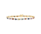 Brazalete de diamantes de 14 quilates y zafiros multicolores naturales