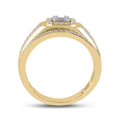 Anillo de diamantes cuadrados en talla baguette de 14 quilates