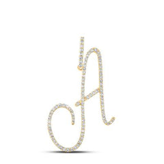 10K Diamond Cursive Initial Pendant
