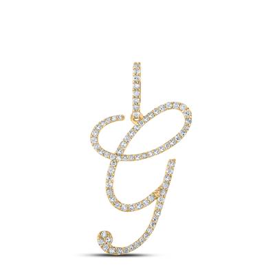 10K Diamond Cursive Initial Pendant