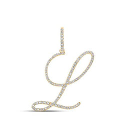10K Diamond Cursive Initial Pendant