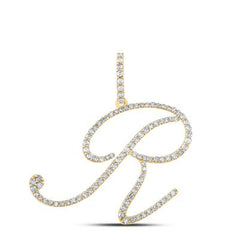 10K Diamond Cursive Initial Pendant