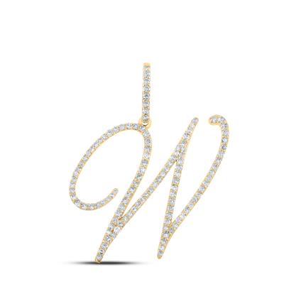 10K Diamond Cursive Initial Pendant