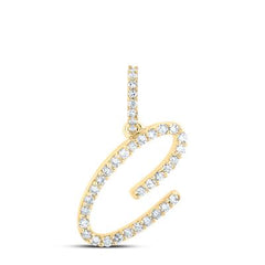 10K Diamond Cursive Initial Pendant