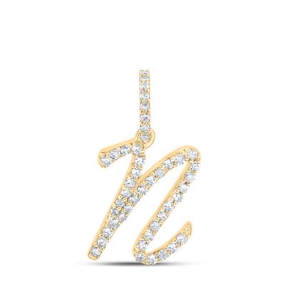 10K Diamond Cursive Initial Pendant