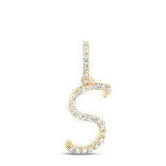 10K Diamond Cursive Initial Pendant