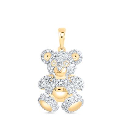 10K Diamond Teddy Bear Pendant