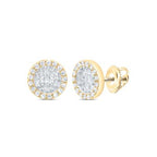 10K Round Baguette Diamond Earrings