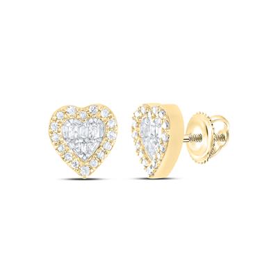10K Diamond Heart Baguette Earrings
