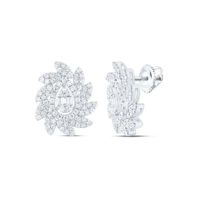 14K white gold fancy shape stud earrings