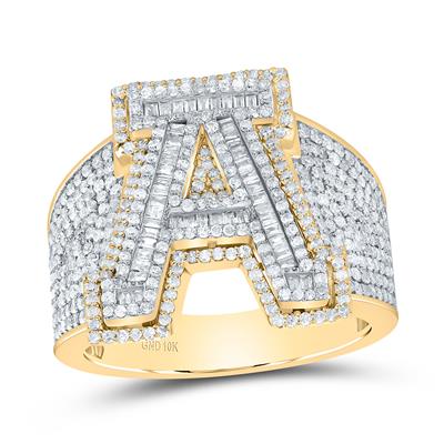 10K Diamond Men's Initial 'A' Ring