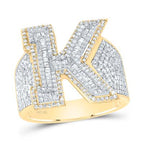10K Men's Diamond Initial 'K' Ring