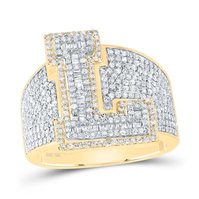10K Men's Diamond Initial 'L' Ring