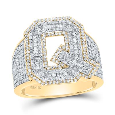 10K Diamond Men's Initial 'Q' Ring