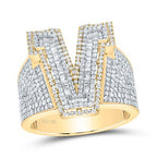 10K Diamond Men's Initial 'V' Ring