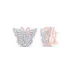 14K rose gold diamond butterfly shaped stud earrings