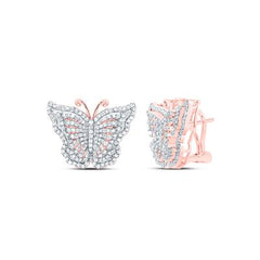 14K rose gold diamond butterfly shaped stud earrings