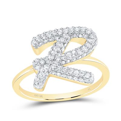 10K Diamond Initial RIng