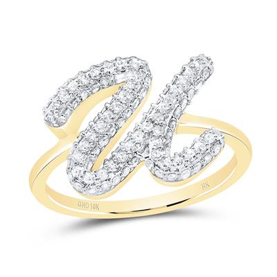 10K Diamond Initial RIng