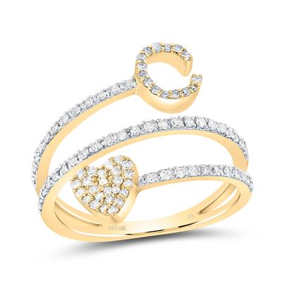 10K Diamond Initial Heart Ring