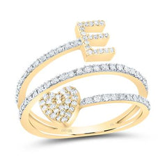 10K Diamond Initial Heart Ring