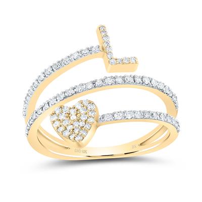 10K Diamond Initial Heart Ring