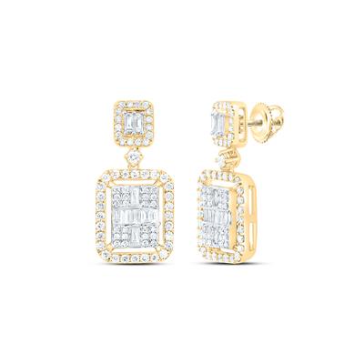 14K Diamond Cluster Dangle Earrings