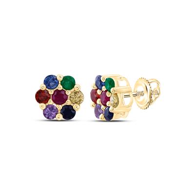 10K Multi-Color Sapphire Earrings